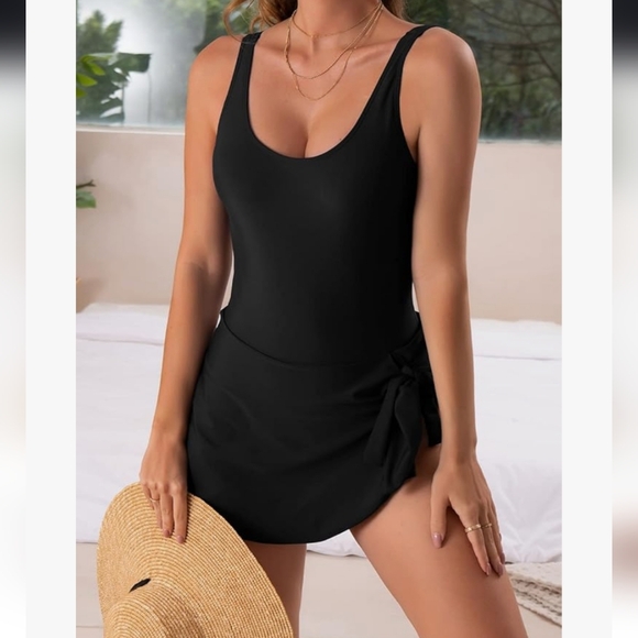 Eomenie Other - Eomenie Black Women's Swim Dress One Piece Ruched Swimwear Large